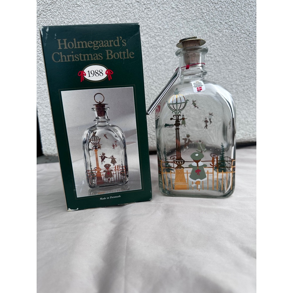 Holmegaard 1988 Christmas Bottle Juleflaske Danish Glass Decanter Jette Frolich